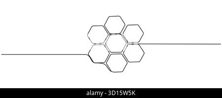 Honeycomb honey icon Continuous one line drawing Editable stroke. Stock Vector