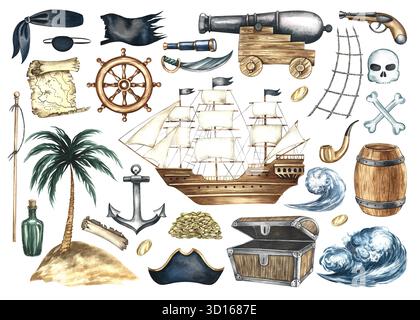 old pirate island treasure map Stock Photo - Alamy
