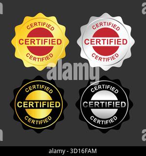 Certified Seal Badges for Product Validation and Quality Assurance Stock Vector