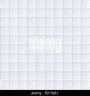 White bathroom wall seamless pattern. Kitchen ceramic floor grid tiles. Toilet or pool interior texture, geometric marble wallpaper. Vector background. Stock Vector