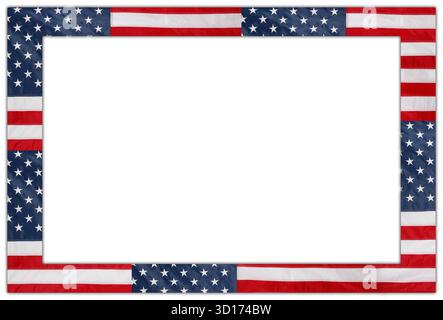 American flag frame border on white Stock Photo