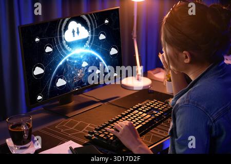 Cloud computing software for brisk remote work and personal data storage Stock Photo