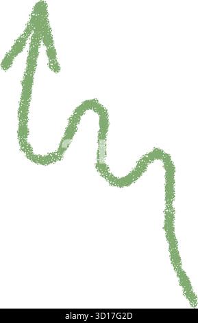 Hand Drawn Green Crayon Swirl Arrow Stock Vector
