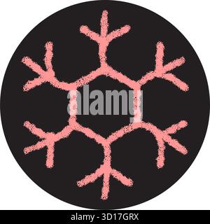Pink Crayon Snowflake Sticker Circle Stock Vector