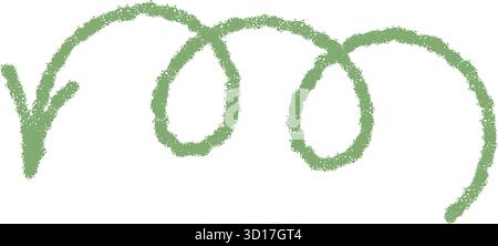 Hand Drawn Wavy Green Crayon Arrow Icon Stock Vector