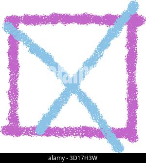 Chalk Check Box Icon With Cross Stock Vector