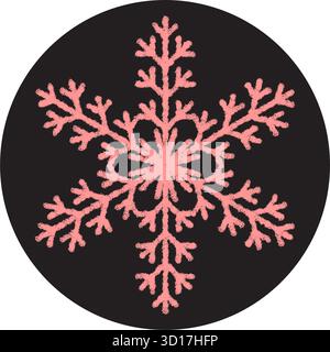 Pink Snow Flake Chalk Sticker Round Stock Vector