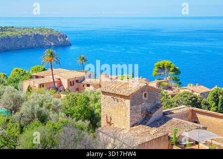 Lluc Alcari village, high angle view, Mallorca  Balearic Islands, Spain Stock Photo