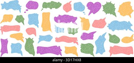 Wavy Colorful Chalk Chat Bubble Set Stock Vector