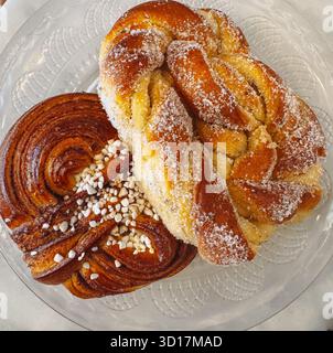 Swedish fika cinnamon and cardamom buns Stock Photo