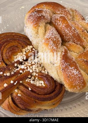 Swedish fika cinnamon and cardamom buns Stock Photo