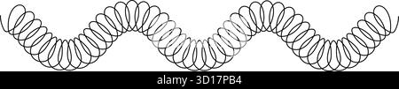 Coil spring in wave shape isolated on white background. Flexible metal or plastic wire spiral. Slinky toy silhouette. Vector graphic illustration.  Stock Vector