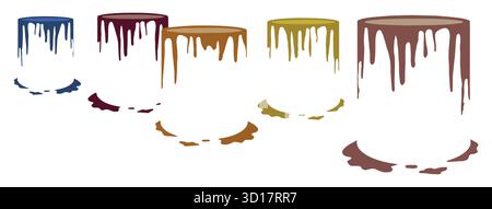 Messy paint buckets are seen in a vector. Stock Vector