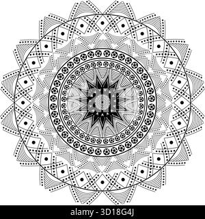 Intricate geometric mandala design featuring balanced symmetry and fine details, perfect for meditation, decor, and mindfulness art Stock Vector