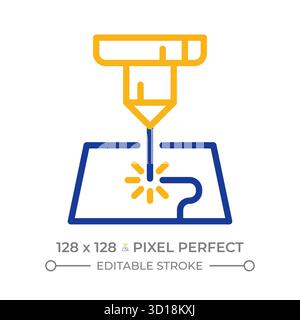 Laser cutting two color line icon Stock Vector