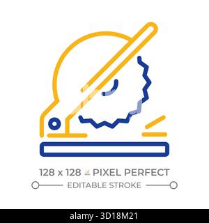 Chop saw two color line icon Stock Vector