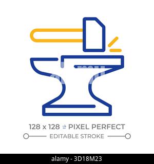 Forging two color line icon Stock Vector