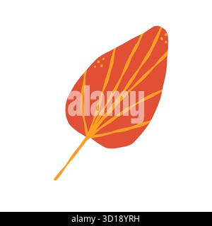 Hand drawn autumn leave isolated on white background. Vector illustration for home decor and design, greeting card, banner, poster, label. Stock Vector