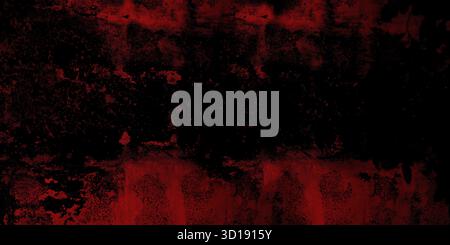 Textural background dark grimy wall with bold crimson-red hue. Surface shows distressed rough texture with cracks and scuffs giving it gritty and worn Stock Photo