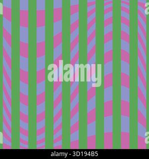 Colorful seamless vertical stripe pattern with alternating green, blue, purple, and pink geometric bands. Stock Vector