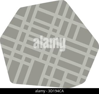 Abstract gray plaid pattern with overlapping horizontal and vertical bands arranged on a rounded geometric shape. Stock Vector