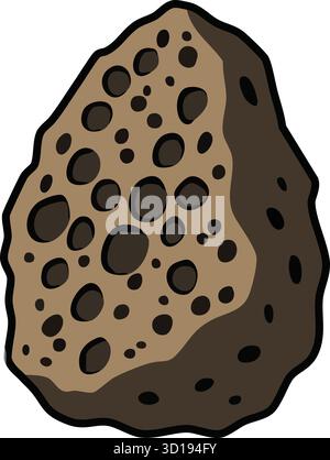 A light brown rock full of open pores suggests buoyant pumice formed from frothy lava Stock Vector