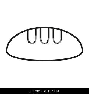 Loaf bread icon. Bakery product symbol. Outline grain Vector food. Whole baked staple element. EPS 10. Stock Vector