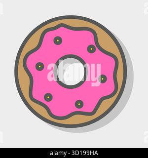 Donut pastry icon. Sweet dessert symbol. Ring shaped Vector food. Bakery frosted element. EPS 10. Stock Vector