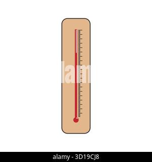 Simple Minimalist Wooden Temperature Thermometer Illustration Design Vector Stock Vector