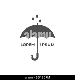 Open Umbrella Silhouette with Rain Drop Icon Symbol Design Vector Stock Vector