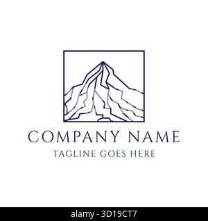 Simple Minimalist Iceberg Mount Line Outline Logo Design vector Stock Vector