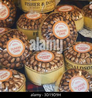 Dundee Cakes for sale in a Dundee shop window Stock Photo