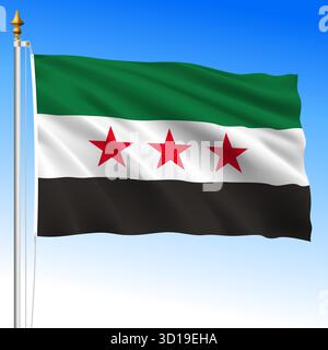 Syria official new national waving flag 2024, asiatic country, vector illustration Stock Vector
