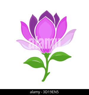 Hand drawn vector magnolia flower, black silhouette illustration ...