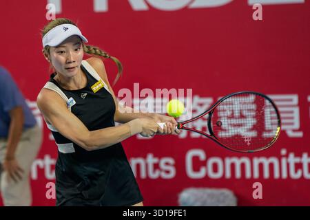 Japanese tennis player Momoko Kobori during a match at the Hong Kong Tennis Open on October 27, 2025 in Hong Kong (Photo by Vernon Yuen/Nexpher Images) Stock Photo