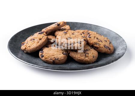 Baked chocolate chip cookies isolated on white background Stock Photo