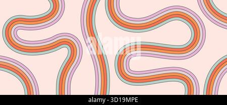 Retro styled multicolored lines on light beige backdrop Stock Vector