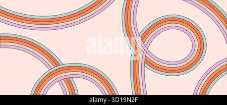 Retro styled multicolored lines on light beige backdrop Stock Vector
