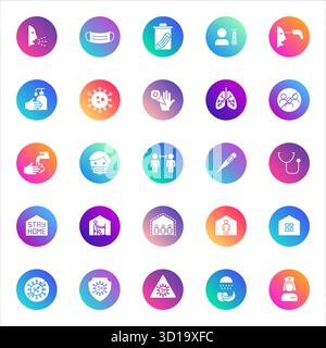 vector icons on color gradient rounds Stock Vector