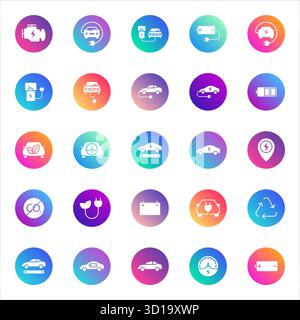 vector icons on color gradient rounds Stock Vector