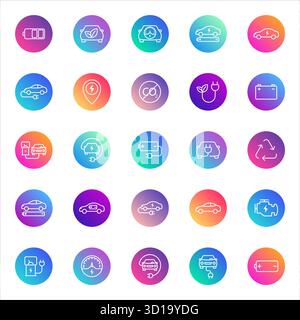 vector icons on color gradient rounds Stock Vector