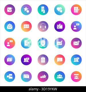 vector icons on color gradient rounds Stock Vector
