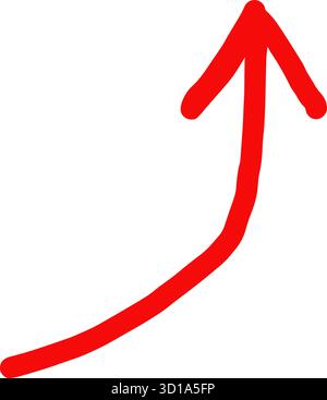 Hand drawn red arrow pointing upward vector isolated on white symbolizing growth success progress and achievement perfect for business finance Stock Vector