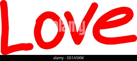 Hand written red love text vector isolated on white perfect for valentine romantic card or wedding design expressing affection emotion and passion Stock Vector