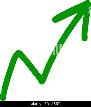 Green arrow up vector isolated on white representing business growth chart progress and success perfect for finance improvement achievement and upward Stock Vector