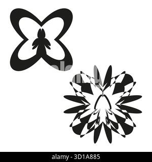 Abstract elements icon. Butterfly shape symbol. Decorative Vector graphic. Modern unique pattern. EPS 10. Stock Vector