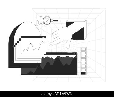 Data analytics line onboarding ui illustration Stock Vector