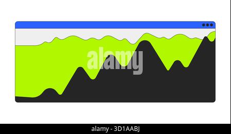 Dynamic area chart in modern UI browser window 2D cartoon object Stock Vector