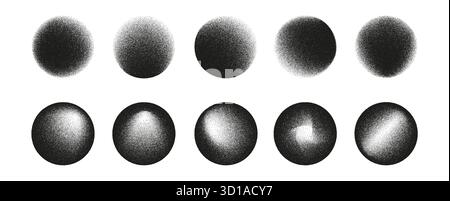 Abstract circle with grainy texture creates a subtle 3D effect. Soft gradients and halftone noise bring depth and vintage charm. Abstract circle with Stock Vector