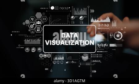 Dynamic Data Visualization Concept with Analytical Graphics and Charts on Digital Background. Asymptotic smart data analytic. Stock Photo